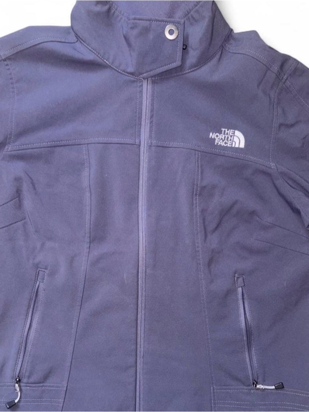 The North Face Size Large Gray/Purple Full Zip Softshell Jacket